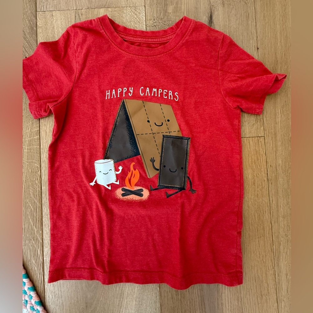 Cat & Jack Red 'Happy Campers' Tee with Campfire Characters